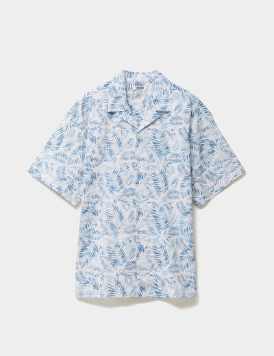 Chemise en coton manches courtes bleu homme