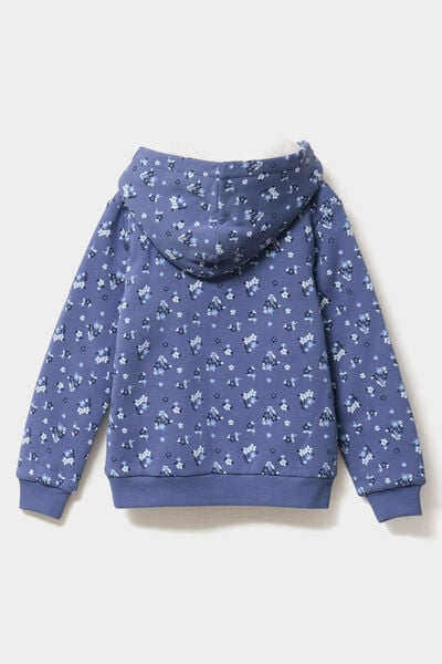 Gilet doubl&eacute; &agrave; capuche bleu gris fille