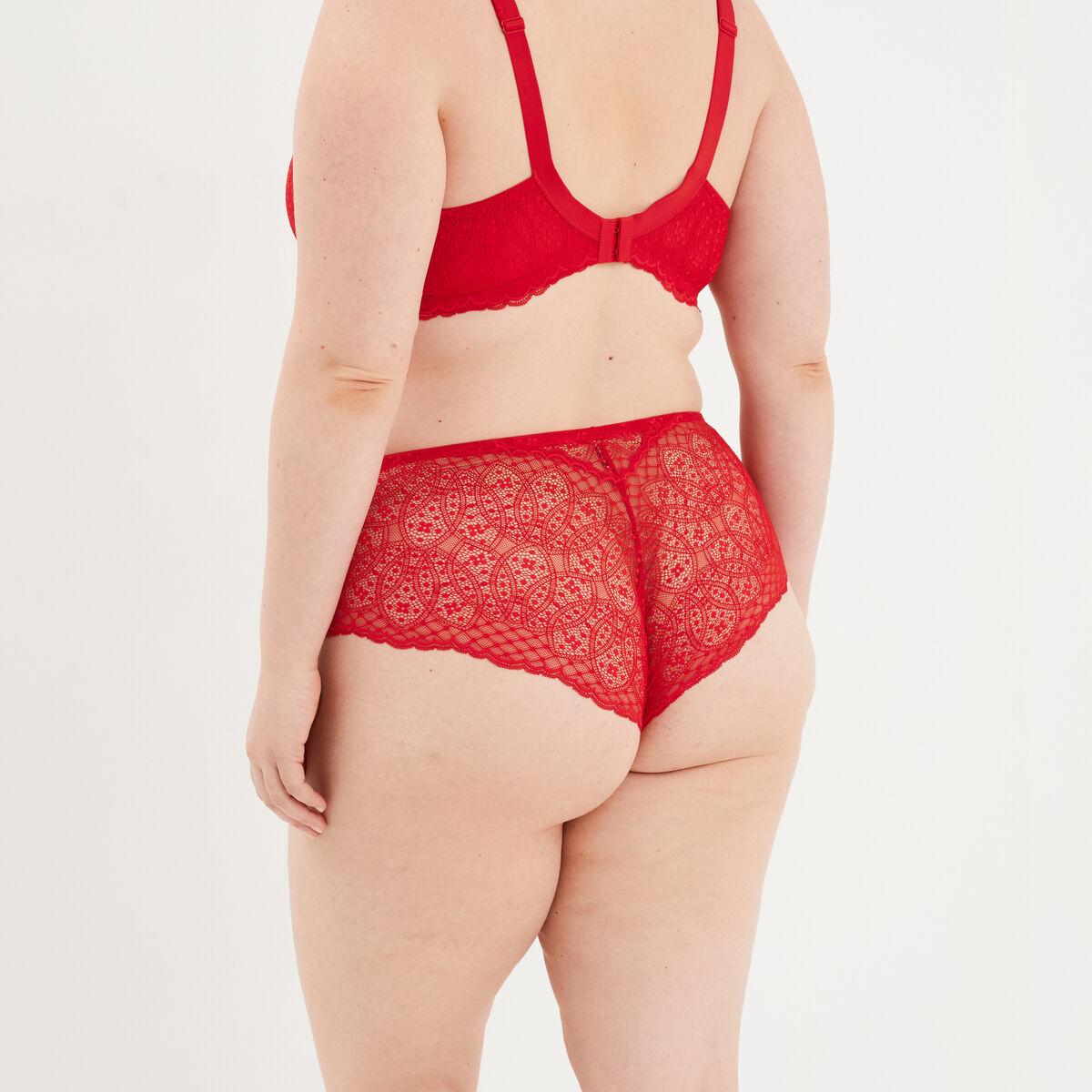 Shorty en dentelle Izzie rouge femme grande taille