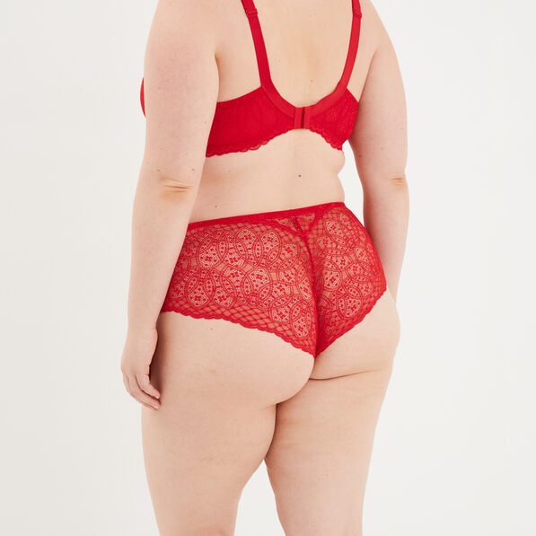 Shorty en dentelle Izzie rouge femme grande taille