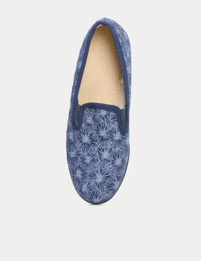 Chaussons compensés bleu femme