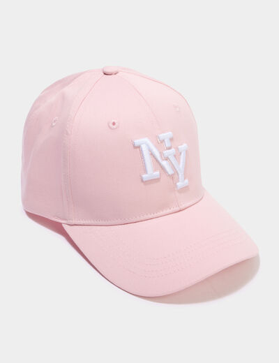 Casquette brod&eacute;e coton rose femme