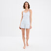 Ensemble pyjama short c&ocirc;tel&eacute; 2 pi&egrave;ces blanc femme