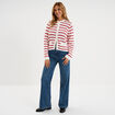 Gilet effet ajour&eacute; manches longues coton ecru femme