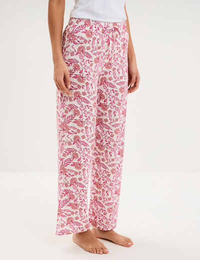 Pantalon de pyjama fluide ecru femme