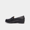 Mocassins confort pied large en cuir noir femme
