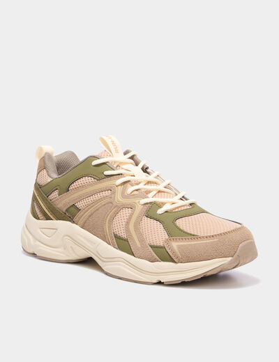 Baskets running &agrave; lacets sable homme