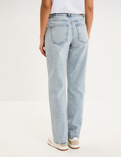 Jean droit taille basse coton denim triple stone femme
