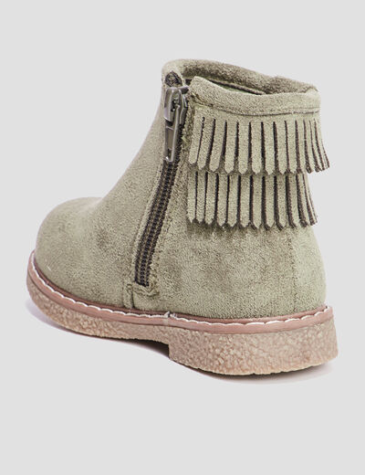 Bottines franges vert kaki b&eacute;b&eacute; fille