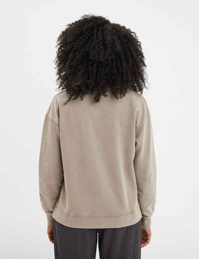 Sweat col rond coton majoritaire Liberto marron foncé femme