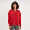 Chemise fluide manches longues rouge femme