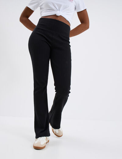 Legging flare stretch taille haute noir femme
