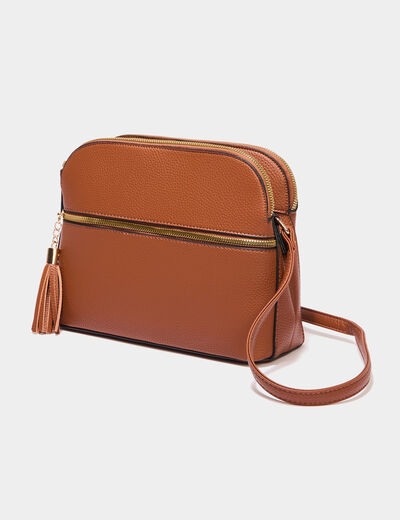 Sac en bandoulière marron cognac femme