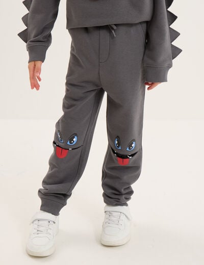 Pantalon de jogging détails genoux gris foncé garçon