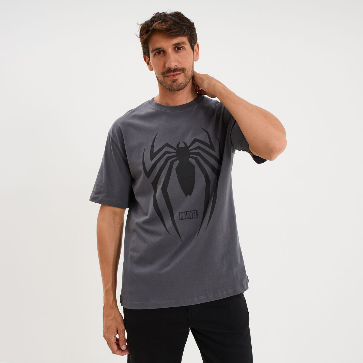 T-shirt manches courtes Spider-Man gris fonc&eacute; homme