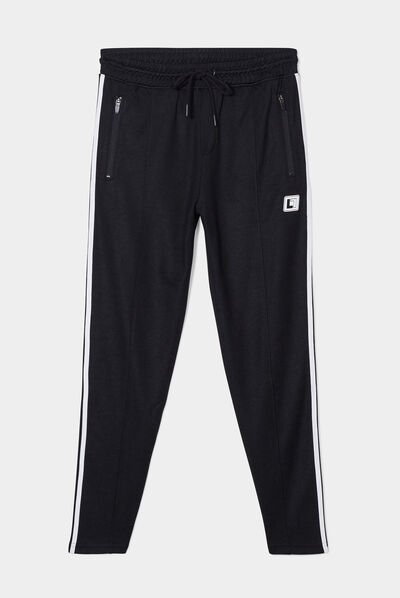 Pantalon de jogging stretch bandes côtés noir homme