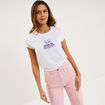 T-shirt manches courtes coton Stitch blanc femme