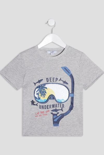 T-shirt manches courtes gris garçon