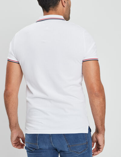 Polo avec broderie poitrine coton Creeks blanc homme