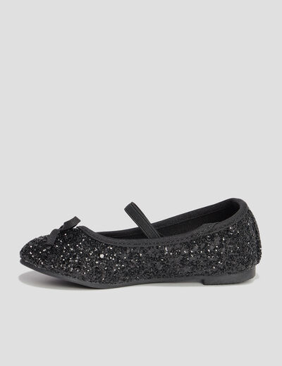 Ballerines à paillettes avec bride noir fille