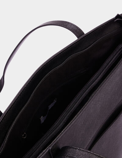 Sac shopper d&eacute;tails zipp&eacute;s noir femme