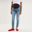 Jeans grossesse slim 7/8&egrave;me avec bandeau denim double stone femme maternit&eacute;