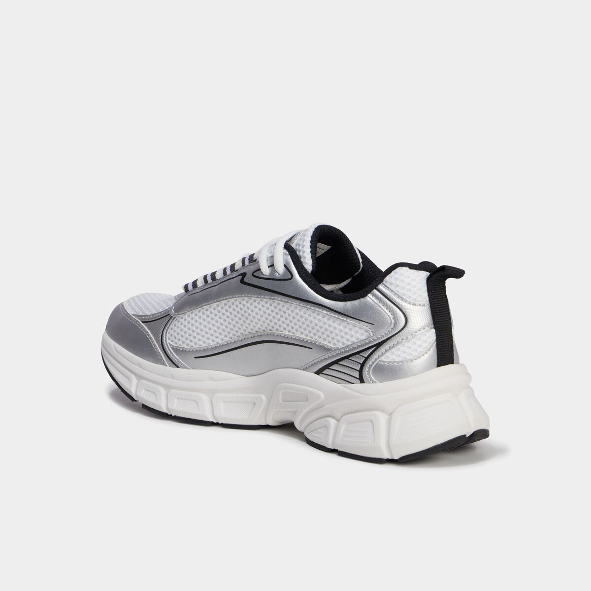 Baskets running &agrave; lacets Champion gris argent femme