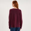 Pull col en V manches longues prune femme