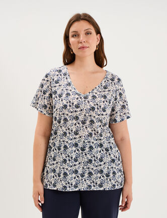 T-shirt manches courtes ecru femme grande taille