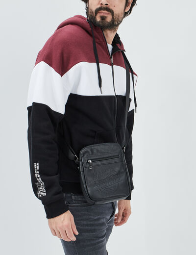 Sac rectangulaire bandouli&egrave;re noir homme