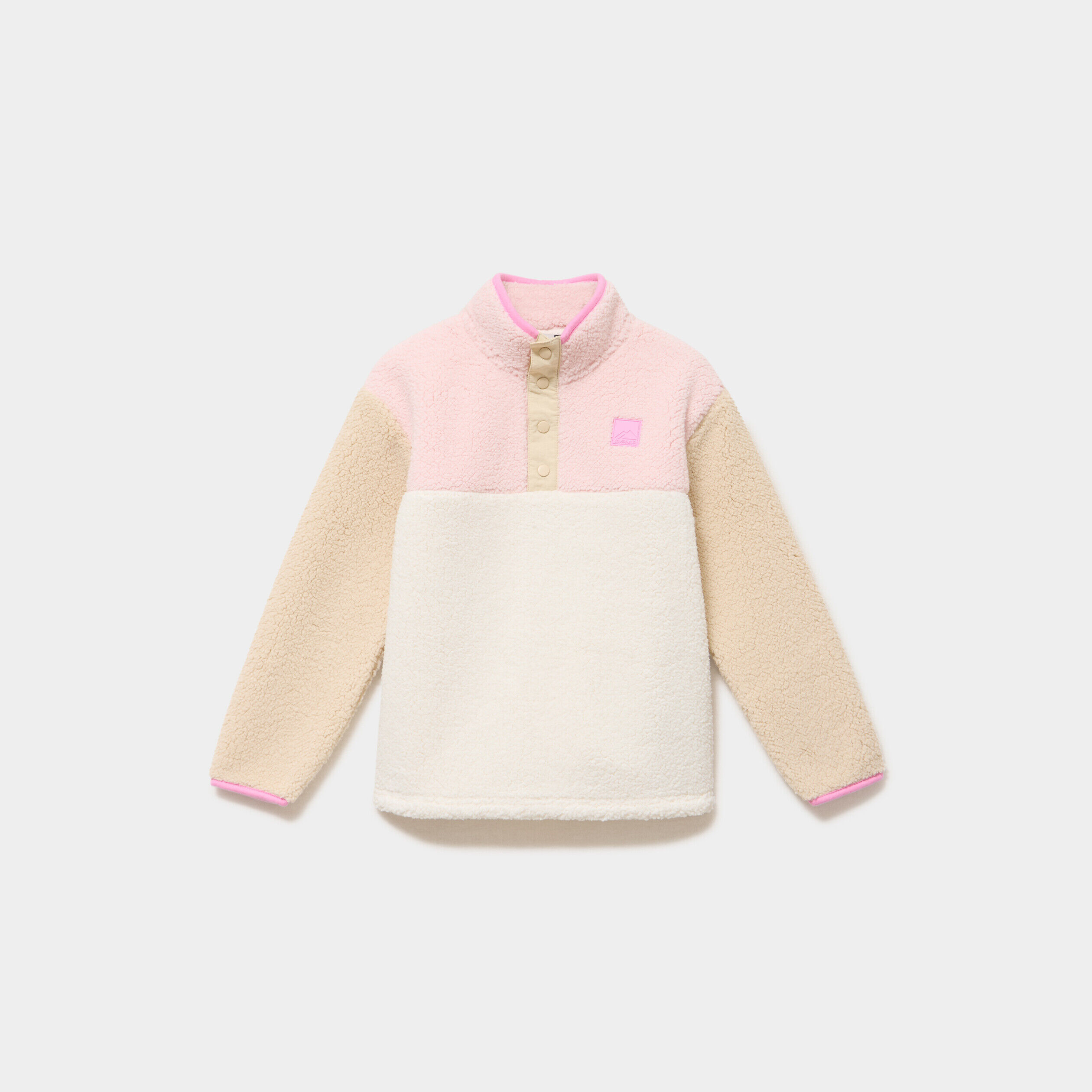 Sweat effet sherpa col montant boutonné sable fille TRAPPEUR