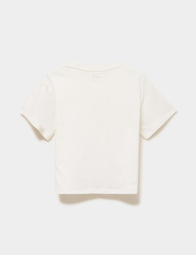 T-shirt manches courtes coton ivoire fille