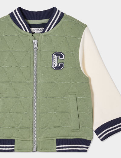 Gilet zippé matelassé col teddy Creeks vert kaki bébé garçon