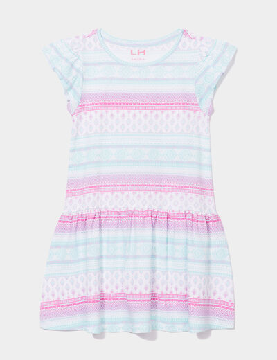 Robe courte évasée à volants blanc fille