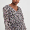 Robe évasée taille élastiquée col en V noir femme