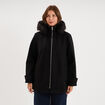 Manteau zipp&eacute; capuche fausse fourrure noir femme grande taille