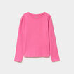 T-shirt coton manches longues à fronces rose fushia fille