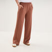 Pantalon de jogging large molletonn&eacute; marron femme