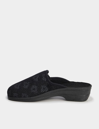Chaussons mules compensés noir femme