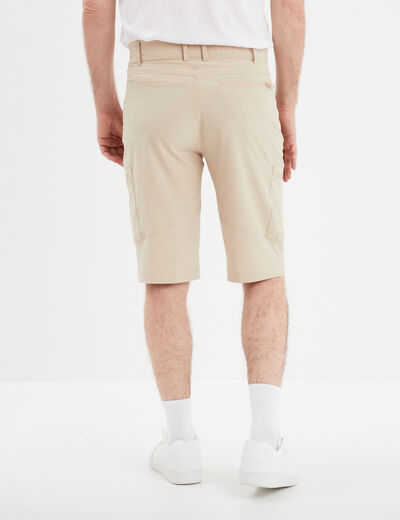 Short cargo à poches zippées beige homme