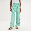Pantalon large fluide taille &eacute;lastiqu&eacute;e ecru femme