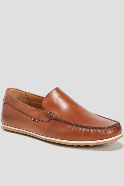 Mocassins en cuir marron homme