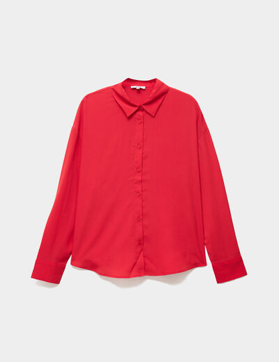 Chemise fluide manches longues rouge femme