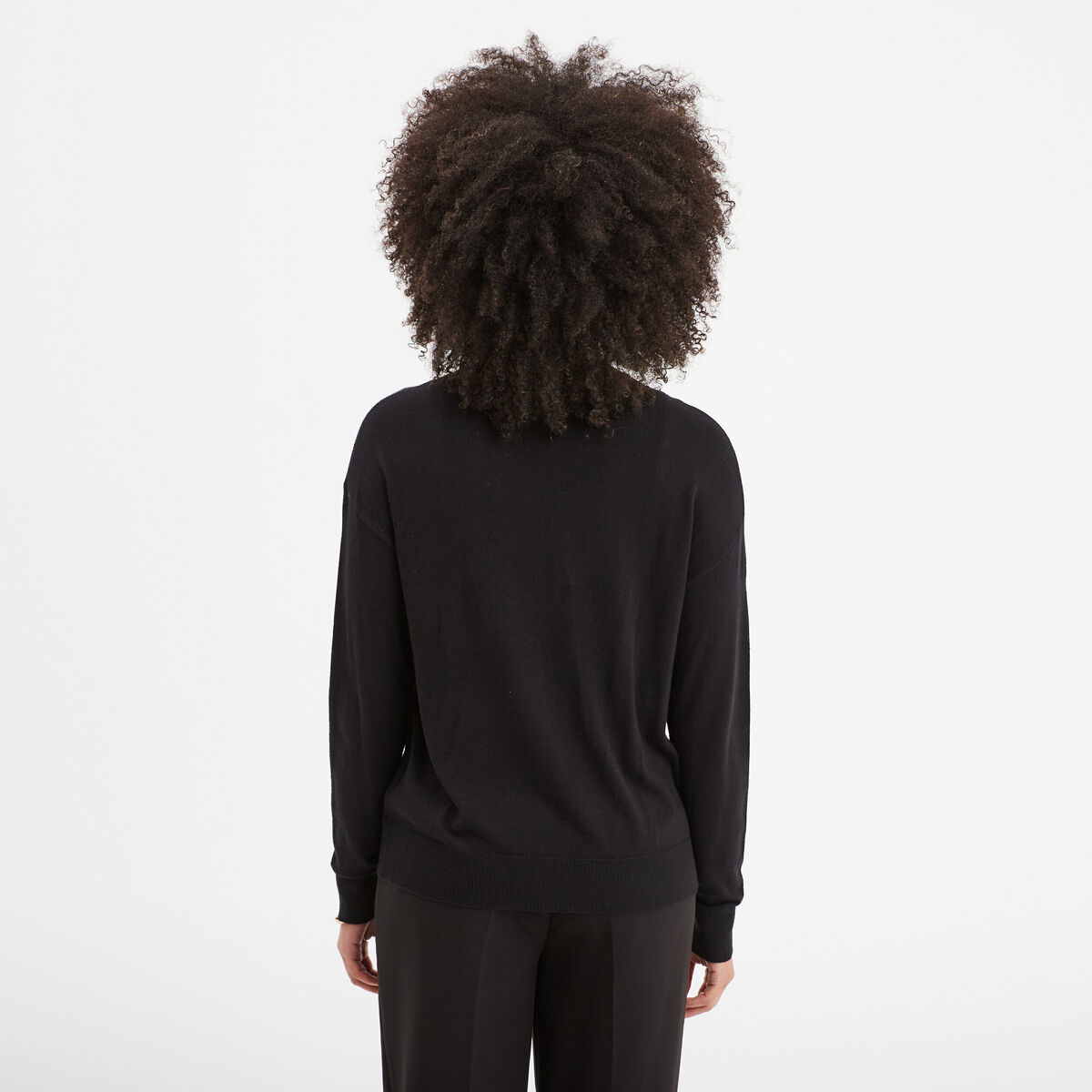 Gilet col en V boutonné noir femme