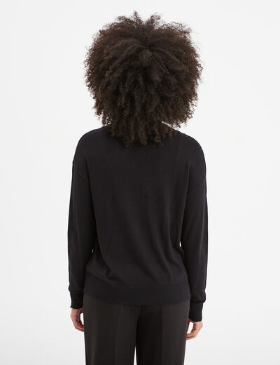 Gilet col en V boutonné noir femme