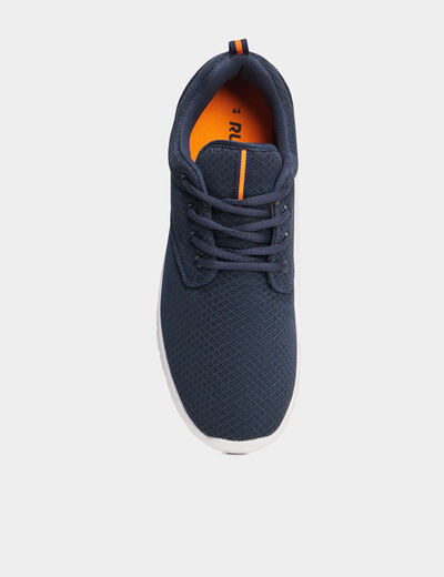 Baskets plates running crantées bleu marine homme