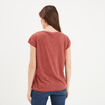 T-shirt col v poche poitrine Creeks rouge foncé femme