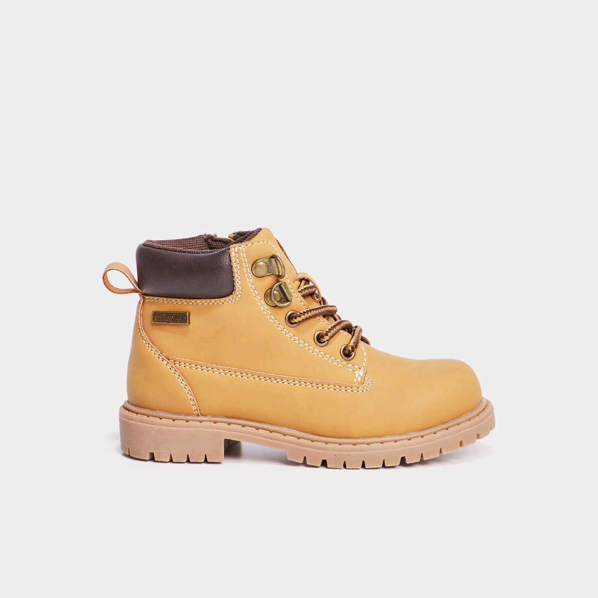 Boots crant&eacute;es zipp&eacute;es Trappeur jaune gar&ccedil;on