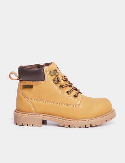 Boots crantées zippées Trappeur jaune garçon
