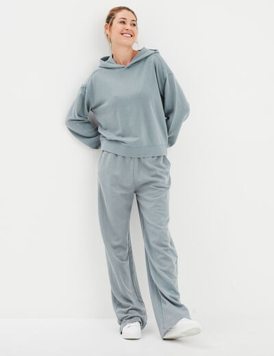 Sweat à capuche hoodie coton gris femme